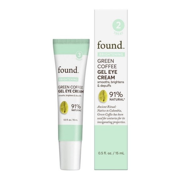 NEW FOUND Brightening Green Coffee Gel Eye Cream 91% Natural Smooths Depuffs - Picture 2 of 12